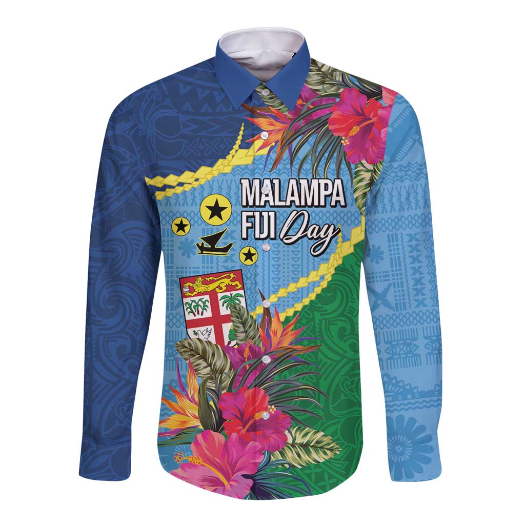Personalized Malampa Fiji Day Together We Grow Long Sleeve Button Shirt Special Tapa Mix - Polynesian Pride