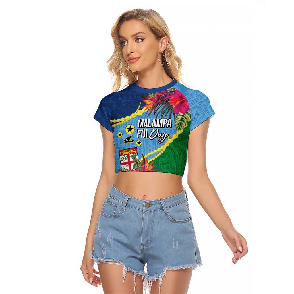 Personalized Malampa Fiji Day Together We Grow Raglan Cropped T Shirt Special Tapa Mix - Polynesian Pride