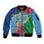Personalized Malampa Fiji Day Together We Grow Sleeve Zip Bomber Jacket Special Tapa Mix - Polynesian Pride