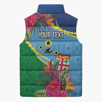 Personalized Malampa Fiji Day Together We Grow Sleeveless Puffer Jacket Special Tapa Mix - Polynesian Pride