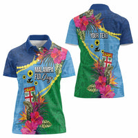 Personalized Malampa Fiji Day Together We Grow Women Polo Shirt Special Tapa Mix - Polynesian Pride