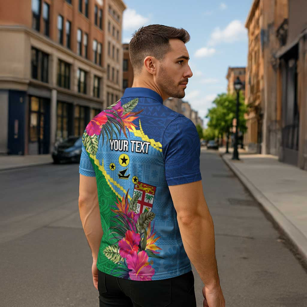 Personalized Malampa Fiji Day Together We Grow Zipper Polo Shirt Special Tapa Mix - Polynesian Pride