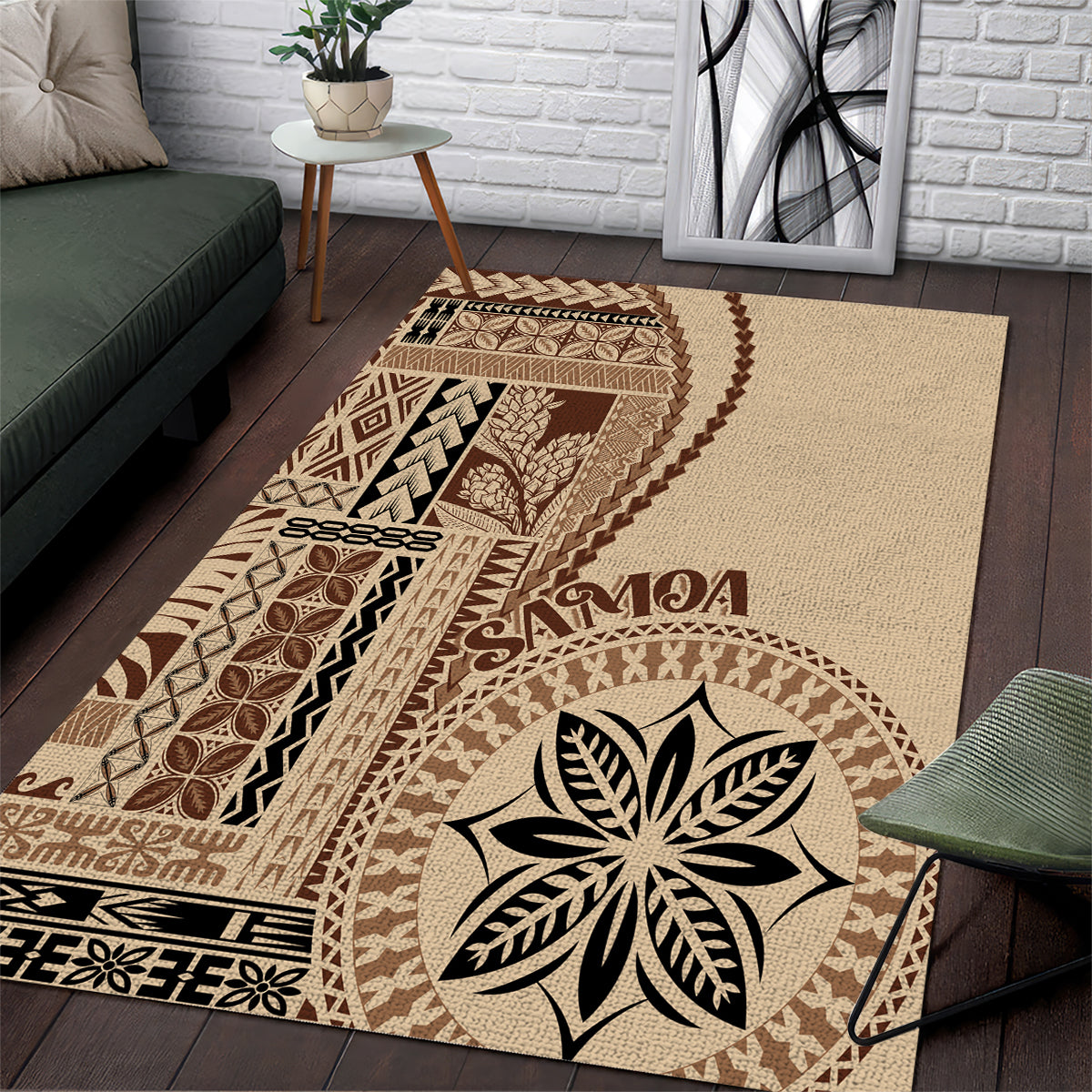 Samoa Siapo Motif Area Rug Classic Style LT7 Beige - Polynesian Pride