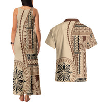Samoa Siapo Motif Couples Matching Tank Maxi Dress and Hawaiian Shirt Classic Style LT7 - Polynesian Pride