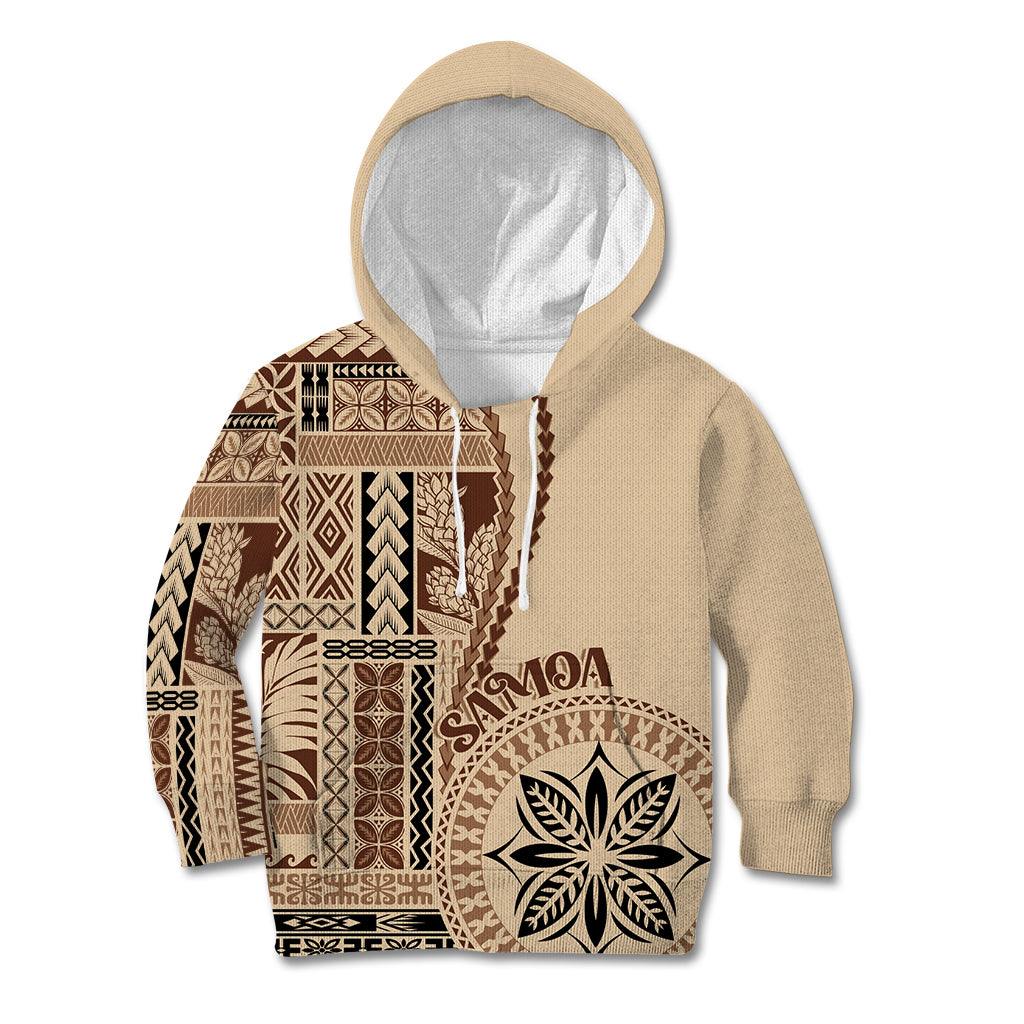 Samoa Siapo Motif Kid Hoodie Classic Style LT7 Hoodie Beige - Polynesian Pride