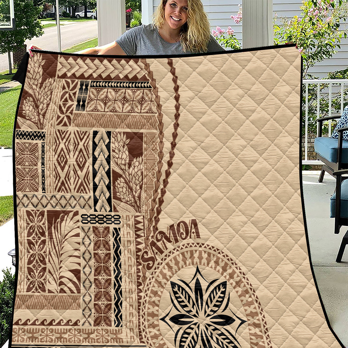 Samoa Siapo Motif Quilt Classic Style LT7 Beige - Polynesian Pride