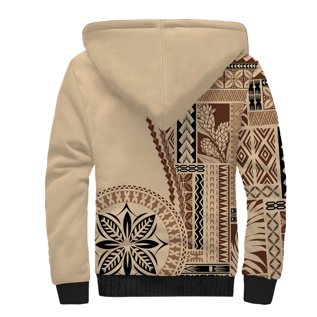 Samoa Siapo Motif Sherpa Hoodie Classic Style LT7 - Polynesian Pride