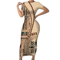 Samoa Siapo Motif Short Sleeve Bodycon Dress Classic Style LT7