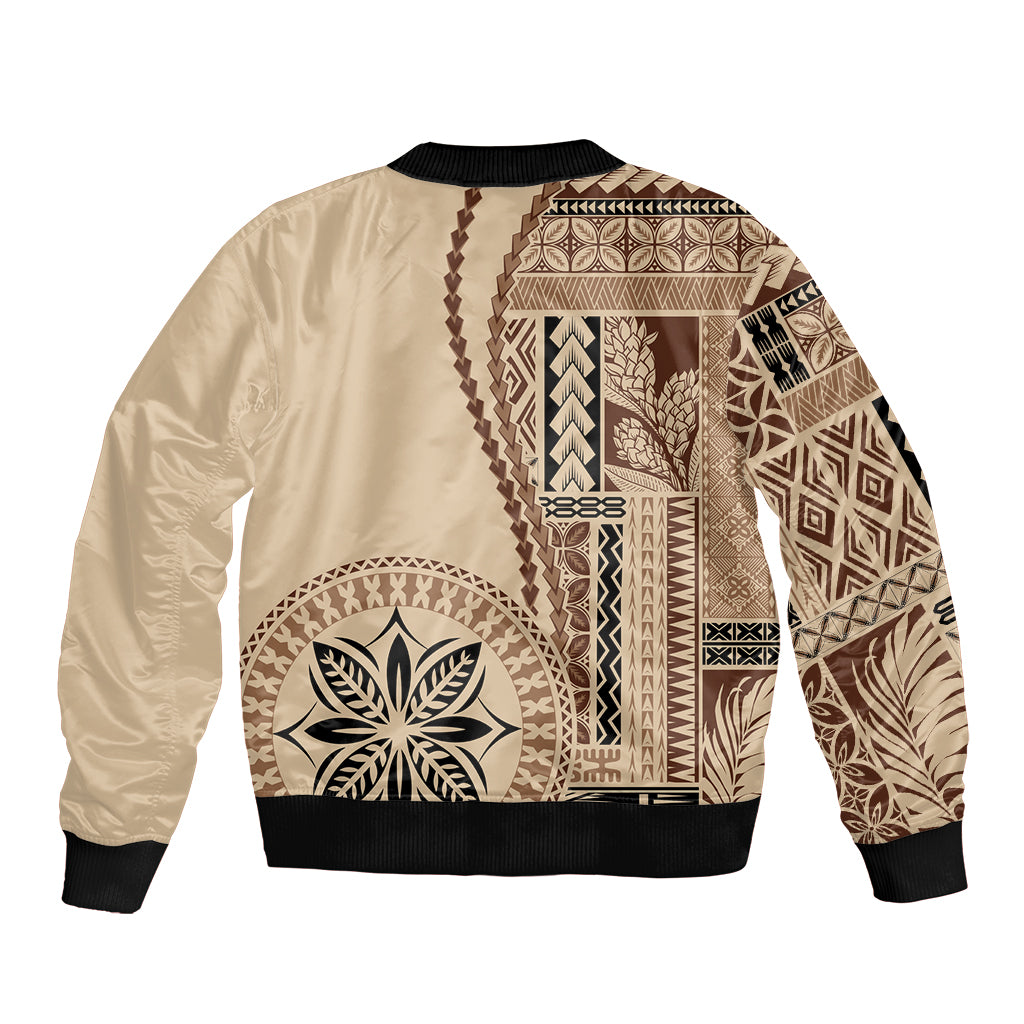 Samoa Siapo Motif Sleeve Zip Bomber Jacket Classic Style LT7 - Polynesian Pride