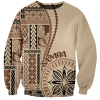 Samoa Siapo Motif Sweatshirt Classic Style LT7 Unisex Beige - Polynesian Pride