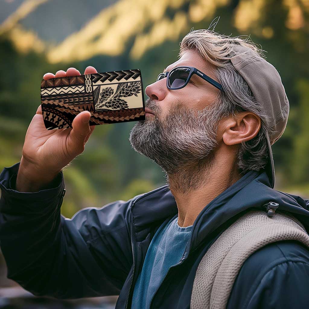 Samoa Siapo Motif 4 in 1 Can Cooler Tumbler Classic Style - Black Ver