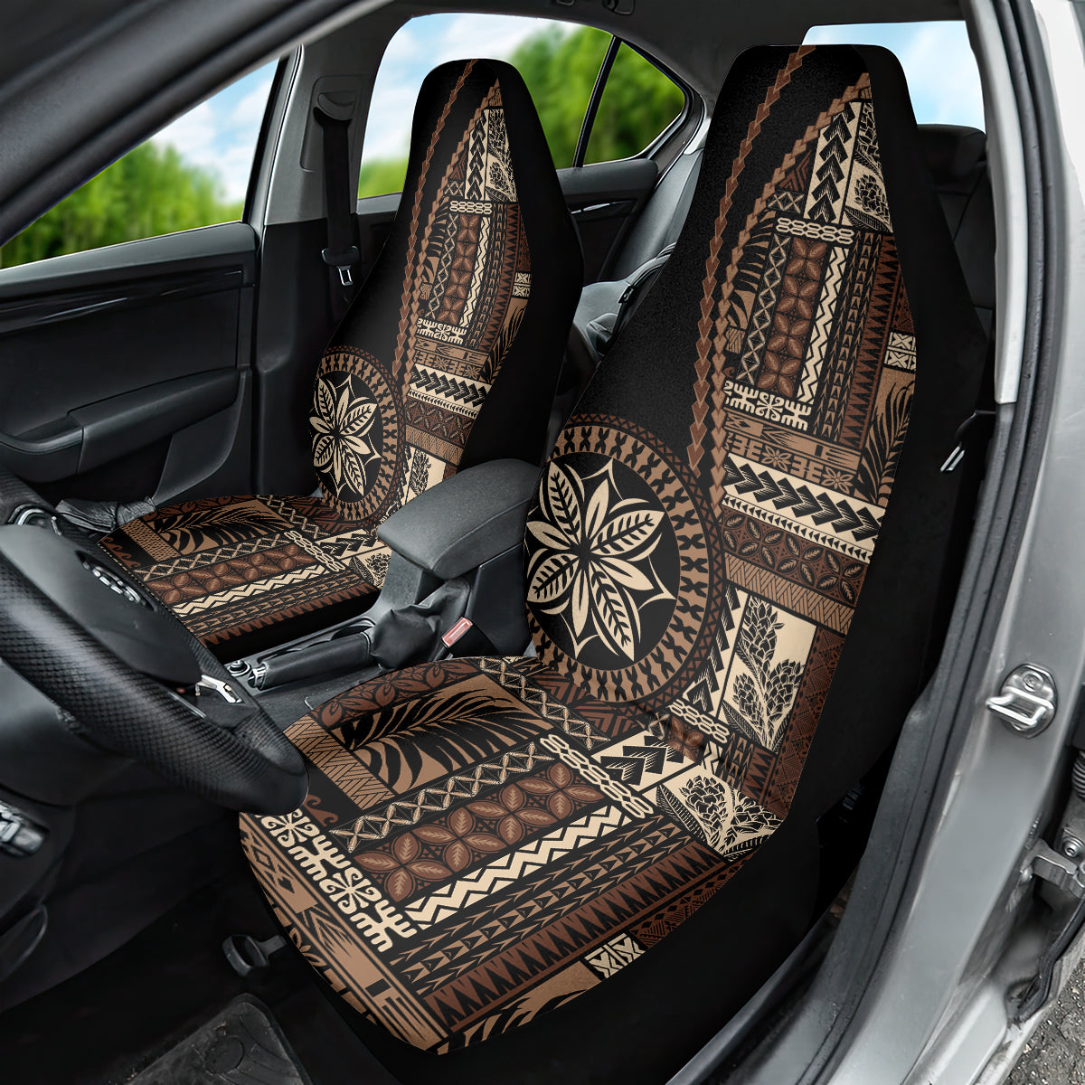 Samoa Siapo Motif Car Seat Cover Classic Style - Black Ver LT7 - Polynesian Pride