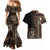 Samoa Siapo Motif Couples Matching Mermaid Dress and Hawaiian Shirt Classic Style - Black Ver LT7 - Polynesian Pride