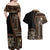 Samoa Siapo Motif Couples Matching Off Shoulder Maxi Dress and Hawaiian Shirt Classic Style - Black Ver LT7 - Polynesian Pride