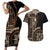 Samoa Siapo Motif Couples Matching Short Sleeve Bodycon Dress and Hawaiian Shirt Classic Style - Black Ver LT7 Black - Polynesian Pride