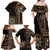 Samoa Siapo Motif Family Matching Off Shoulder Maxi Dress and Hawaiian Shirt Classic Style - Black Ver LT7 - Polynesian Pride