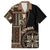 Samoa Siapo Motif Family Matching Off Shoulder Maxi Dress and Hawaiian Shirt Classic Style - Black Ver LT7 Dad's Shirt - Short Sleeve Black - Polynesian Pride