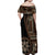 Samoa Siapo Motif Family Matching Off Shoulder Maxi Dress and Hawaiian Shirt Classic Style - Black Ver LT7 - Polynesian Pride