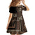 Samoa Siapo Motif Family Matching Off Shoulder Short Dress and Hawaiian Shirt Classic Style - Black Ver LT7 - Polynesian Pride