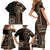 Samoa Siapo Motif Family Matching Short Sleeve Bodycon Dress and Hawaiian Shirt Classic Style - Black Ver LT7 - Polynesian Pride