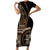 Samoa Siapo Motif Family Matching Short Sleeve Bodycon Dress and Hawaiian Shirt Classic Style - Black Ver LT7 Mom's Dress Black - Polynesian Pride