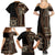 Samoa Siapo Motif Family Matching Summer Maxi Dress and Hawaiian Shirt Classic Style - Black Ver LT7 - Polynesian Pride