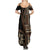 Samoa Siapo Motif Family Matching Summer Maxi Dress and Hawaiian Shirt Classic Style - Black Ver LT7 - Polynesian Pride