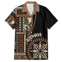 Samoa Siapo Motif Family Matching Tank Maxi Dress and Hawaiian Shirt Classic Style - Black Ver LT7 Dad's Shirt - Short Sleeve Black - Polynesian Pride