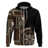 Samoa Siapo Motif Hoodie Classic Style - Black Ver LT7 - Polynesian Pride