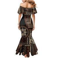 Samoa Siapo Motif Mermaid Dress Classic Style - Black Ver LT7 - Polynesian Pride