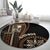 Samoa Siapo Motif Round Carpet Classic Style - Black Ver LT7 - Polynesian Pride