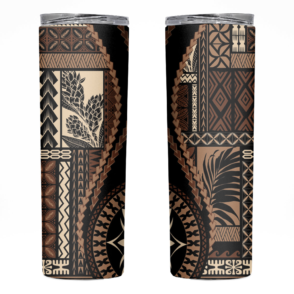 Samoa Siapo Motif Skinny Tumbler Classic Style - Black Ver