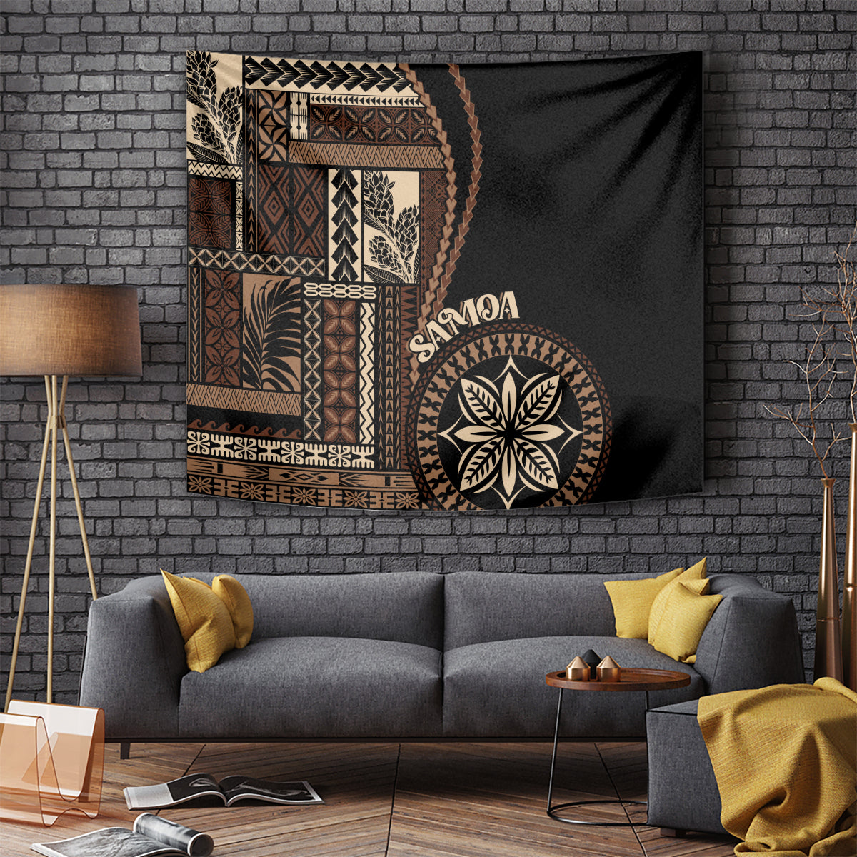 Samoa Siapo Motif Tapestry Classic Style - Black Ver LT7 Black - Polynesian Pride