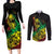 Personalised Reggae Jawaiian Festive Couples Matching Long Sleeve Bodycon Dress and Long Sleeve Button Shirt Mix Polynesian