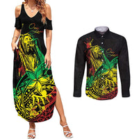 Personalised Reggae Jawaiian Festive Couples Matching Summer Maxi Dress and Long Sleeve Button Shirt Mix Polynesian LT7 Reggae - Polynesian Pride
