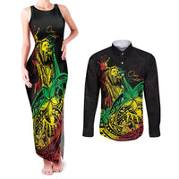Personalised Reggae Jawaiian Festive Couples Matching Tank Maxi Dress and Long Sleeve Button Shirt Mix Polynesian LT7 Reggae - Polynesian Pride