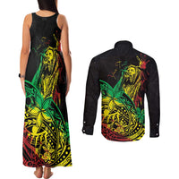 Personalised Reggae Jawaiian Festive Couples Matching Tank Maxi Dress and Long Sleeve Button Shirt Mix Polynesian LT7 - Polynesian Pride
