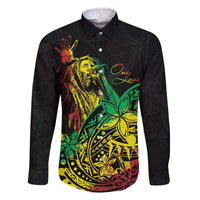 Personalised Reggae Jawaiian Festive Family Matching Off The Shoulder Long Sleeve Dress and Hawaiian Shirt Mix Polynesian