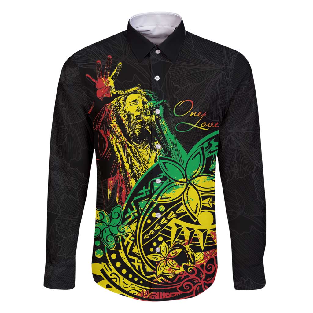 Personalised Reggae Jawaiian Festive Family Matching Short Sleeve Bodycon Dress and Hawaiian Shirt Mix Polynesian