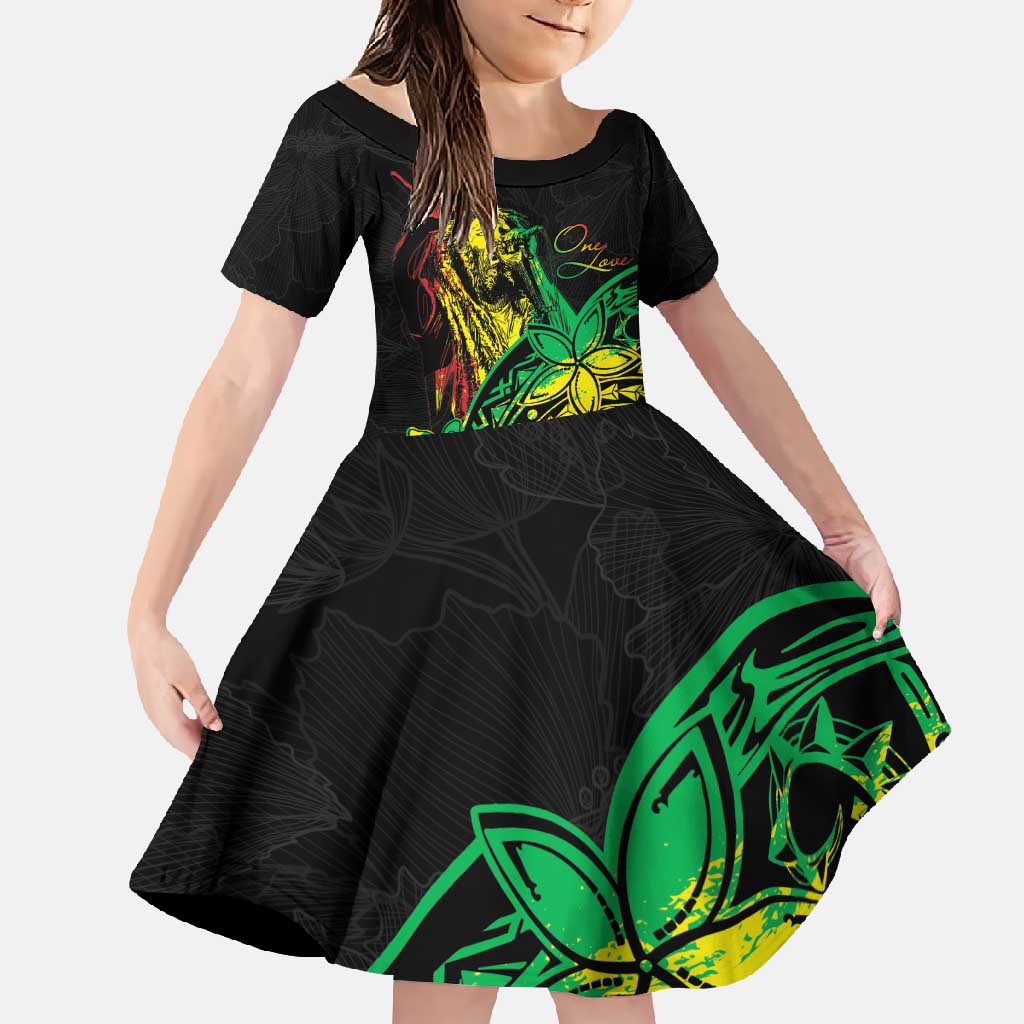 Personalised Reggae Jawaiian Festive Family Matching Tank Maxi Dress and Hawaiian Shirt Mix Polynesian
