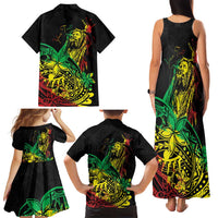 Personalised Reggae Jawaiian Festive Family Matching Tank Maxi Dress and Hawaiian Shirt Mix Polynesian
