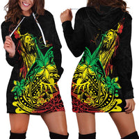 Personalised Reggae Jawaiian Festive Hoodie Dress Mix Polynesian