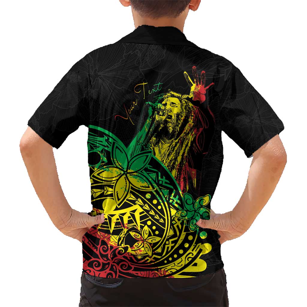 Personalised Reggae Jawaiian Festive Kid Hawaiian Shirt Mix Polynesian