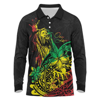Personalised Reggae Jawaiian Festive Long Sleeve Polo Shirt Mix Polynesian