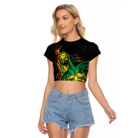 Personalised Reggae Jawaiian Festive Raglan Cropped T Shirt Mix Polynesian LT7 Female Reggae - Polynesian Pride