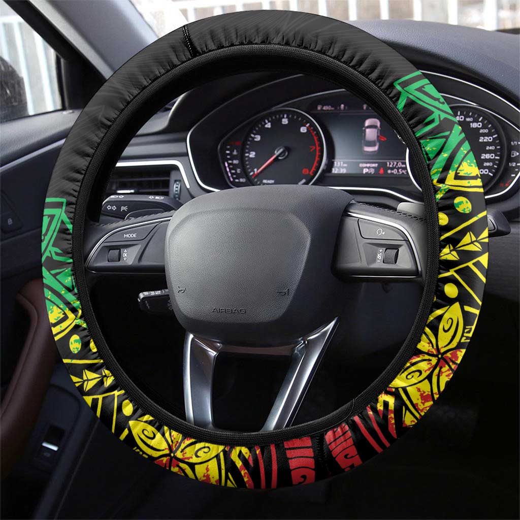 Reggae Jawaiian Festive Steering Wheel Cover Mix Polynesian LT7 - Polynesian Pride
