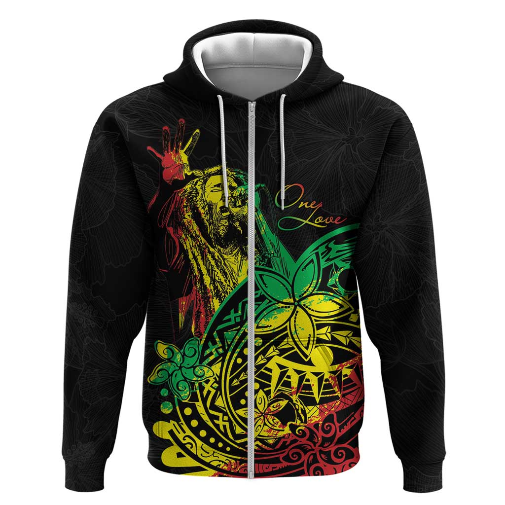 Personalised Reggae Jawaiian Festive Zip Hoodie Mix Polynesian