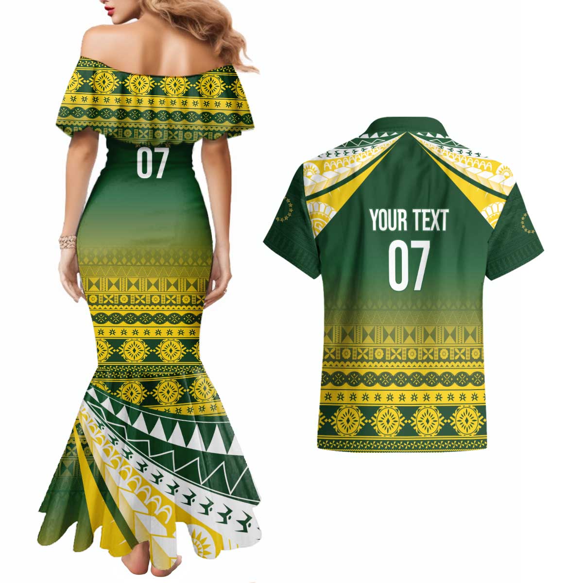 Cook Islands Rugby Custom Couples Matching Mermaid Dress and Hawaiian Shirt Kuki Avaiki - Polynesian Pride