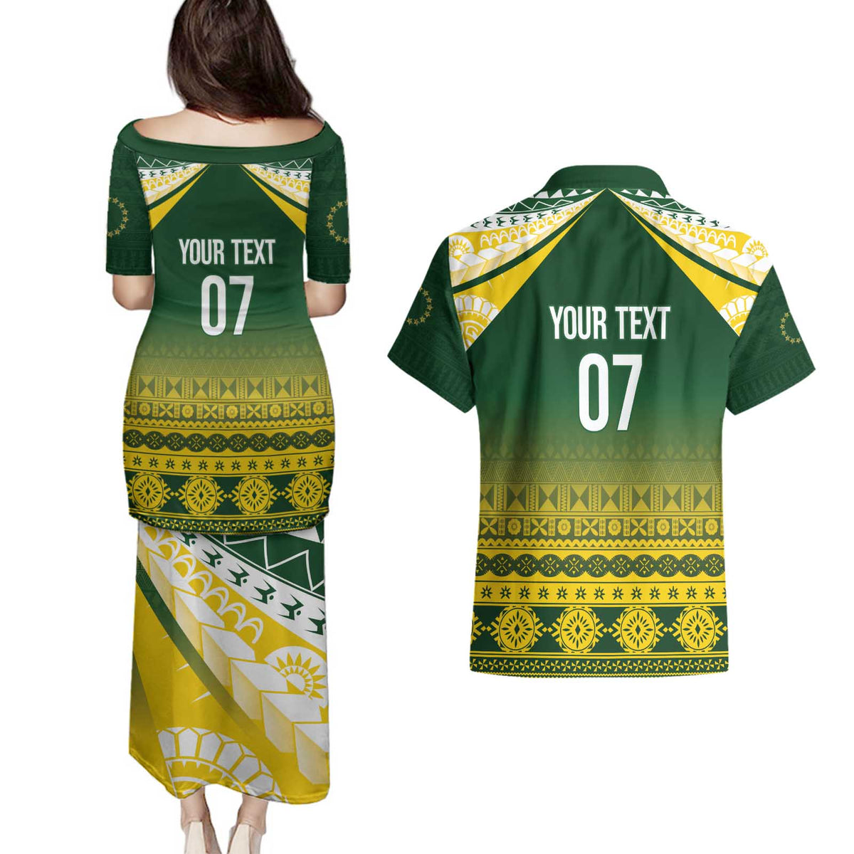 Cook Islands Rugby Custom Couples Matching Puletasi and Hawaiian Shirt Kuki Avaiki - Polynesian Pride