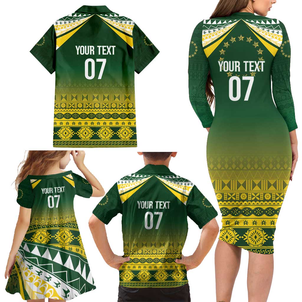 Cook Islands Rugby Custom Family Matching Long Sleeve Bodycon Dress and Hawaiian Shirt Kuki Avaiki - Polynesian Pride